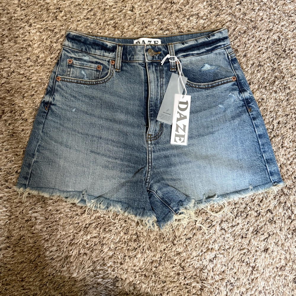 DAZE Women's Blue Denim High-Rise Jean Shorts